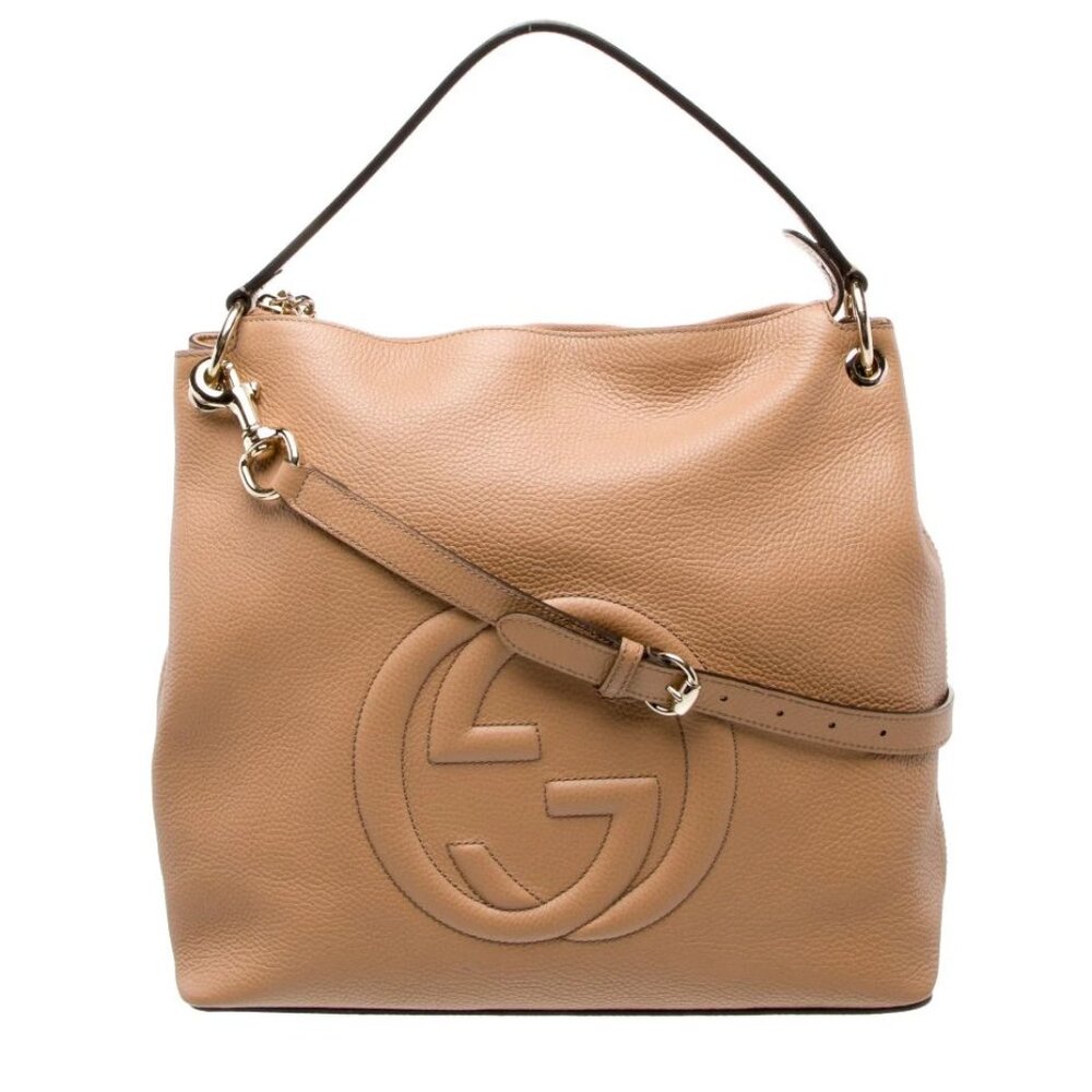 Authentic Gucci • Interlocking GG Soho Convertible Hobo Neutral Tassel 2-Way Bag